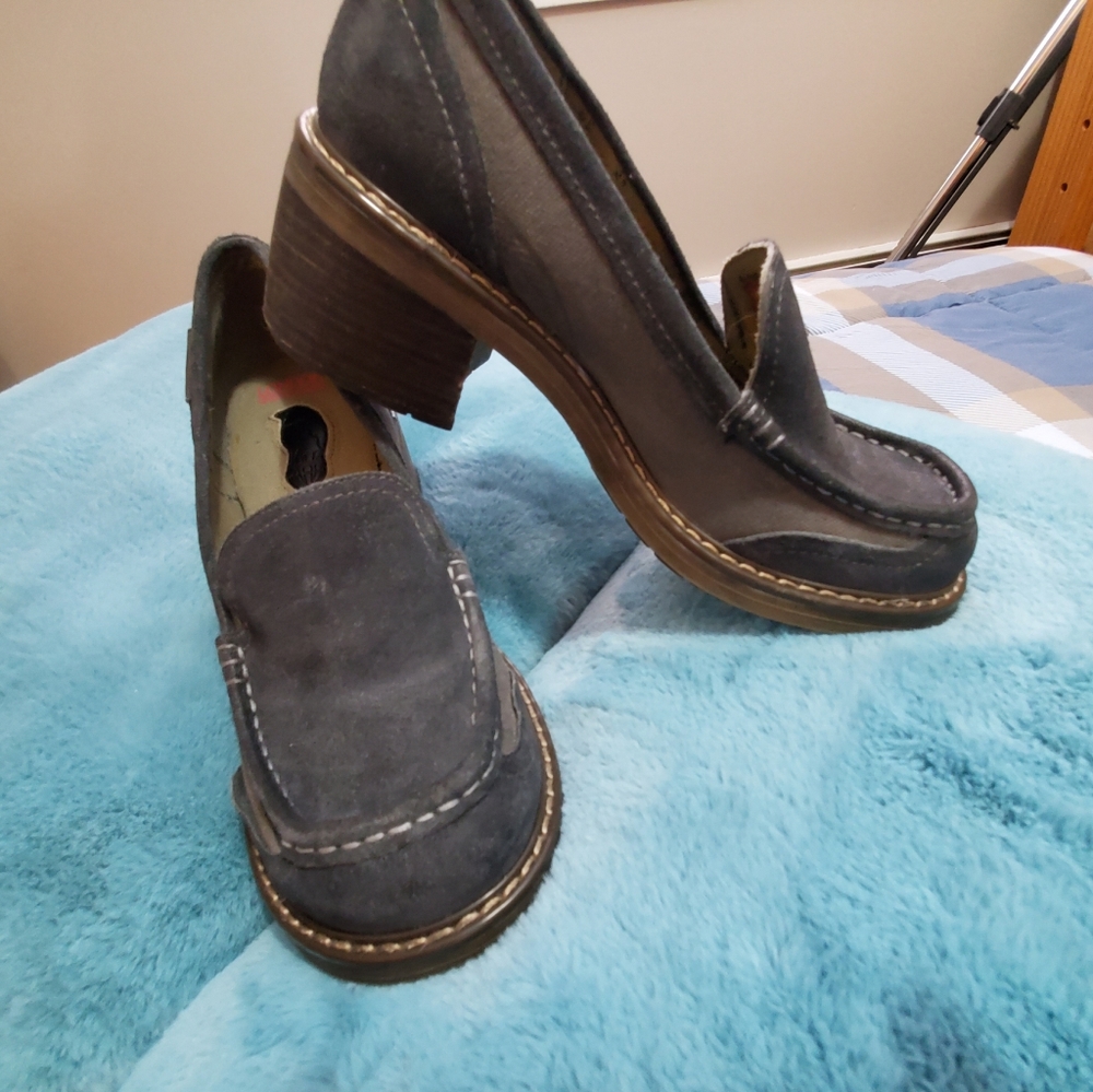 London Underground block heel loafers